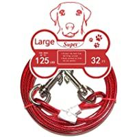 Supet Cable de Amarre para Perros- Doble Cabezal Cable de Acero Correa con Correa Masticable con Perro Anti-Cuerda…